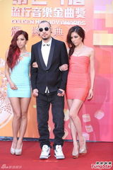 组图：热狗拥低胸装美女走星光 展现大佬风情