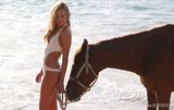 组图：小野猫金伯利海滩写真 骑骏马展野性诱惑
