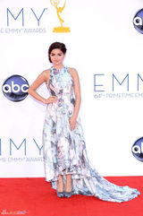 组图：艾美奖红毯 《摩登家族》俏妞阿芮尔扎染裙