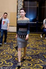 组图：秦海璐民族风印花短裙靓丽大方出席活动