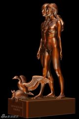 组图：比伯与赛琳娜全裸铜像问世 化身亚当夏娃