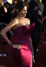 高清组图：索菲娅-维加拉桃红色抹胸礼服秀香肩