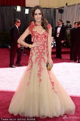 组图：露易丝-罗绣花纱裙美艳亮相奥斯卡红毯
