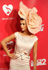 高清图：凯蒂-佩里头顶大花亮相格莱美预热活动