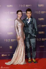 组图：吴镇宇时尚盛典帅气 钟丽缇绿裙秀性感