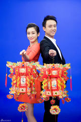 秦海璐刘涛红裙美颜喜洋洋 骏起菲阳齐贺年(图)