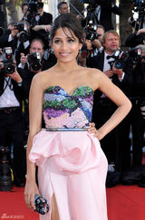 高清组图：印度女星芙蕾达-平托粉色抹胸裙亮相