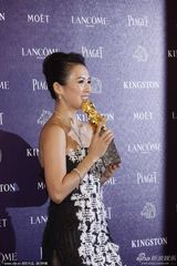 组图：章子怡凭《宗师》获影后拥抱王家卫