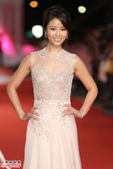 组图：林心如优雅亮相金钟红毯携手李铭顺