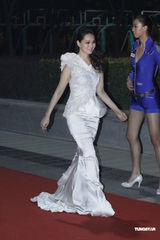 组图：李湘火红裙看秀 柳岩酥胸半露呼之欲出