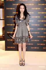 组图：莫文蔚低胸裙装出席活动 银色高跟鞋性感