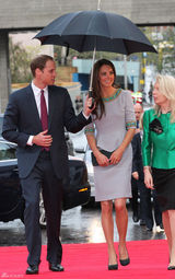 组图：威廉夫妇亮相首映礼 王子为凯特撑伞秀甜蜜