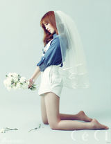 组图：Secret韩善花时尚写真 休闲装另类配白纱