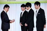 高清图：组合JYJ出席任命仪式 当选宣传大使