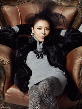 高清组图：河智苑冬装画报 渔网发饰突显个性