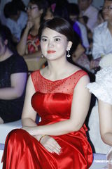 组图：李湘火红裙看秀 柳岩酥胸半露呼之欲出