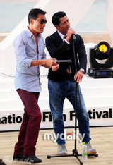 组图：郭富城梁家辉韩国出席《寒战》观众见面会