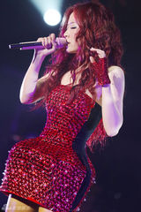 组图：张靓颖新加坡震撼开唱 潘辰美丽助阵