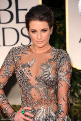 组图：金球奖红毯丽娅-米雪儿刺绣透视装火辣