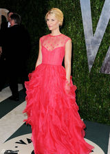 高清组图：奥斯卡派对克莱尔-丹妮斯玫红色礼服