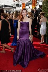 组图：艾丽森-汉尼根紫色礼服亮相艾美红毯