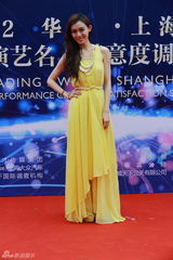 组图：范玮琪嫩黄长裙亮相红毯气质优雅