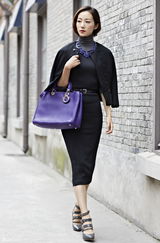 组图：韩雪冬季时尚街拍展职场熟女范儿